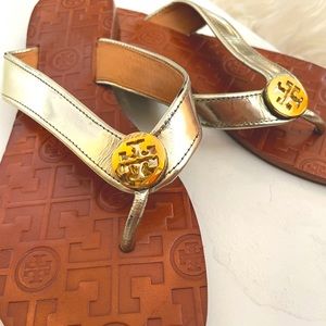 Tory Burch Metallic Gold Flip Flops